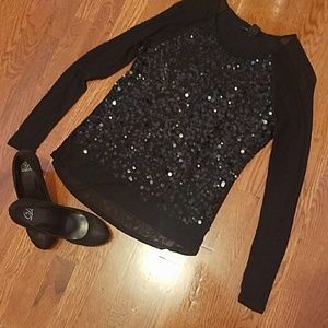 COPY - Sequin top with mesh sleeves